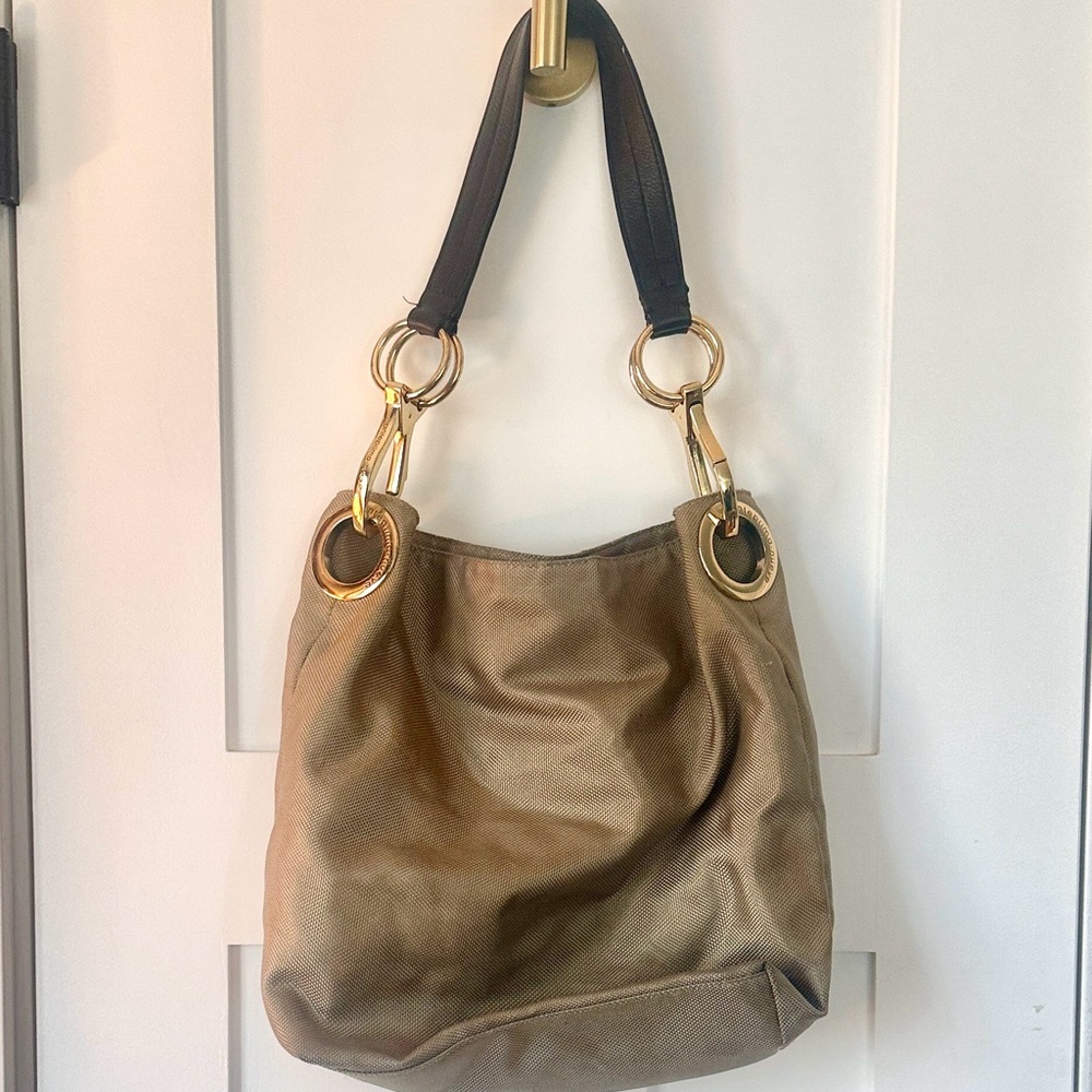 Anteprima- Nueve Brown Y2K Leather Hobo Tote Bag Gold Hardware Italy
